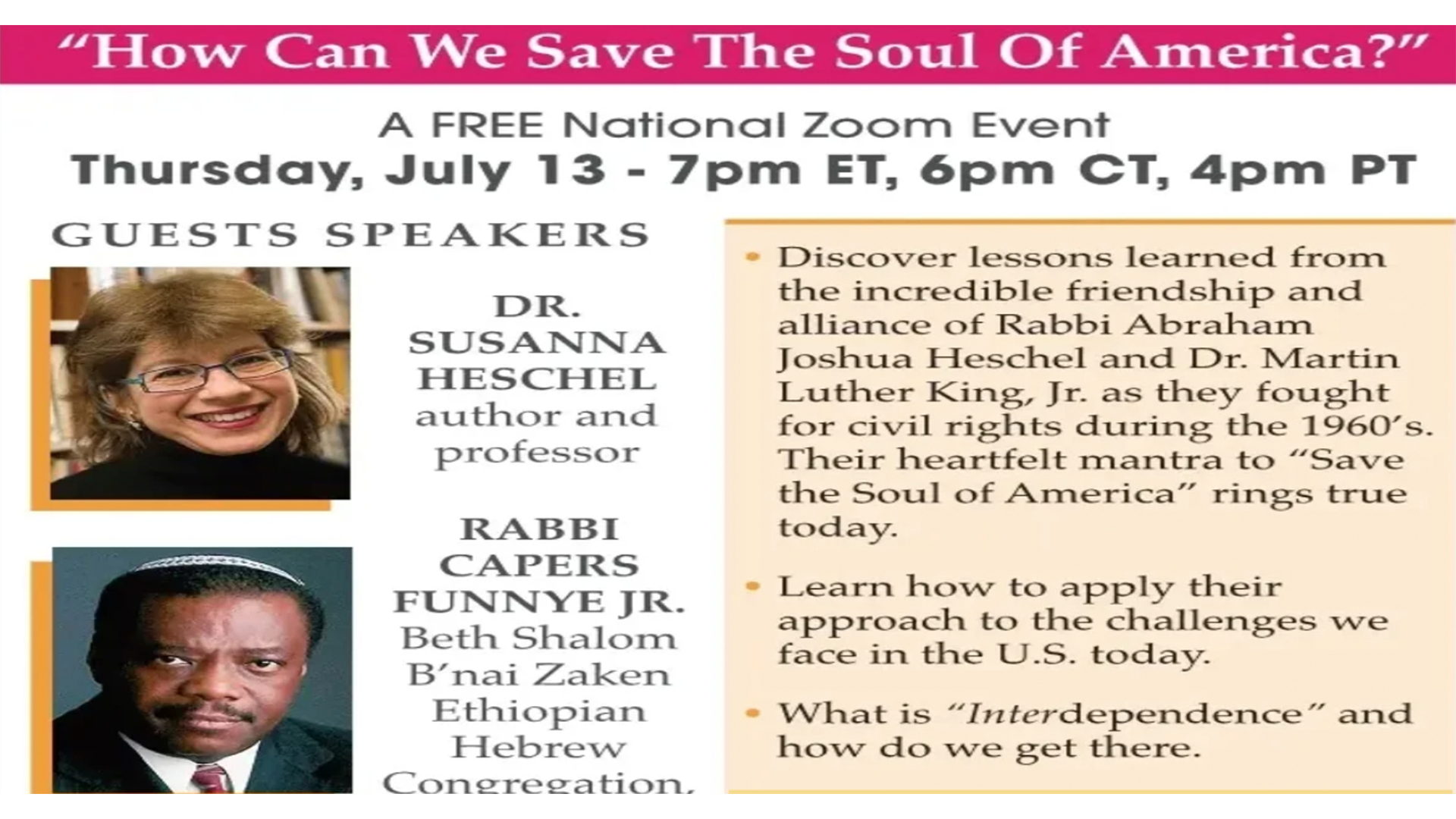 National Zoom event on saving the soul of America.